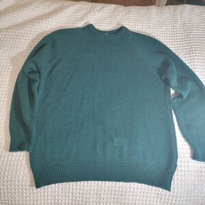 VTG Highland Glen‎ Sweater Mens L Forest Green Pure New Wool Pullover Scotland